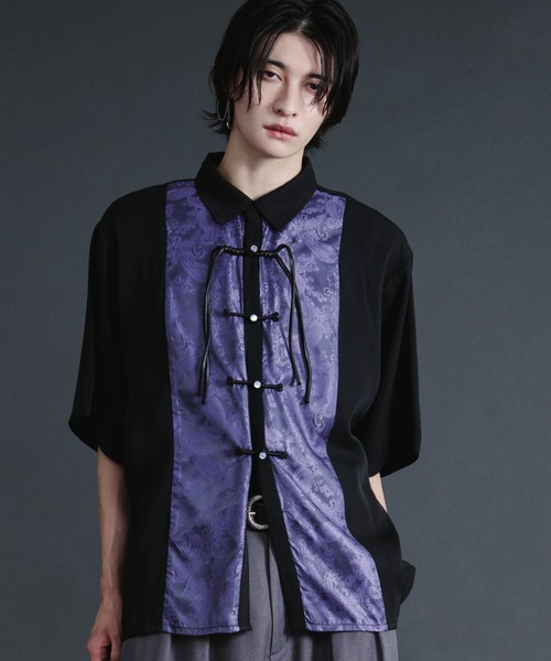 Ellno Loset（エルノロゼット） シャツ サテンジャガードチャイナ