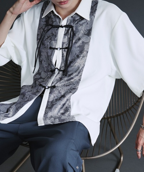 Ellno Loset（エルノロゼット） シャツ サテンジャガードチャイナ