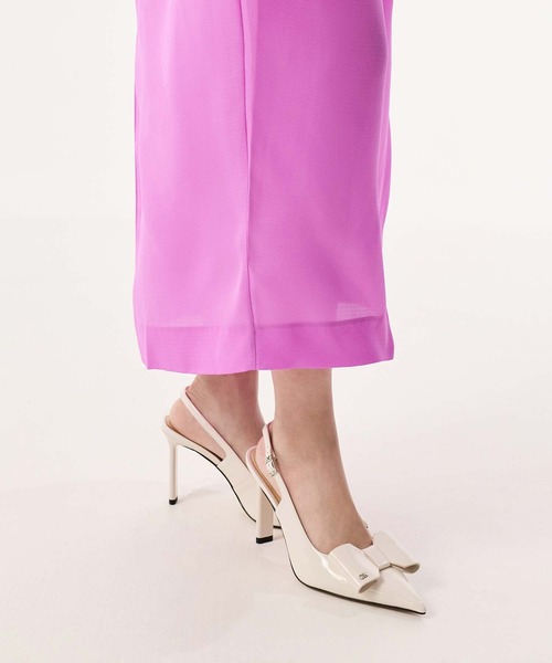 CHARLES & KEITH レザーボウブレードヒールスリングバックパンプス CHARLES ＆ KEITH（チャールズ&キース） パンプス Lu ルー レザーボウ