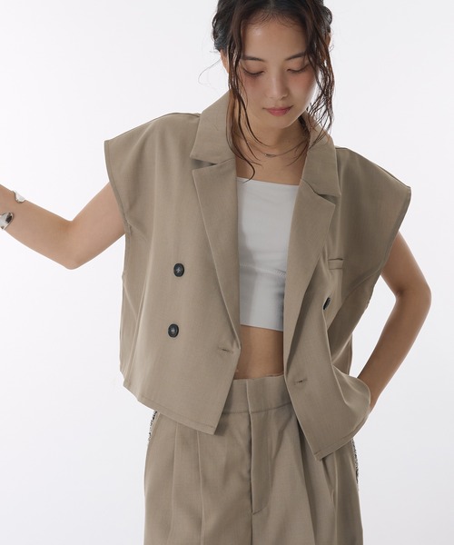【1度着用のみ美品】 スローブイエナ ダブルブレストベスト 24SSモデル 追加》ダブルフェイスニットベスト｜フォーワンセブン