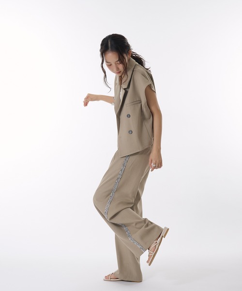 Loungedress ブラウン ダブルブレスト ベスト Cloudstyle スーツ ベスト 「Cloudstyle」ダブルブレスト スーツ