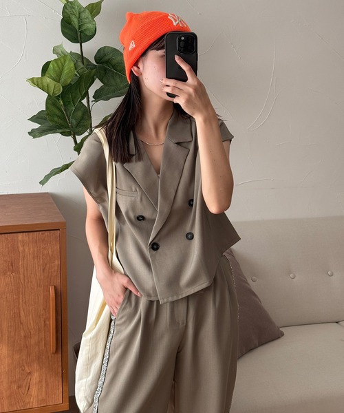 MUHET ベスト ジレ 「set up可能」sleeveless double-breasted