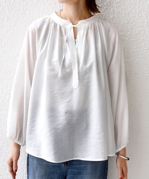 SHIPS（シップス） ブラウス シャツ 「手洗い可能」シアー タンブラー