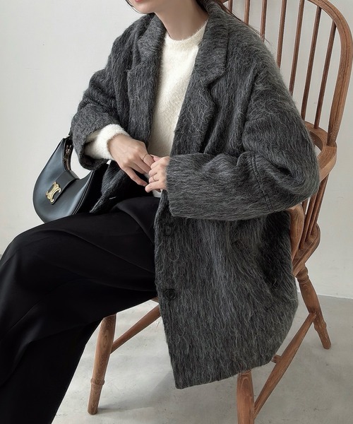 Meiru コート アウター コクーンスリーブシャギージャケットコート