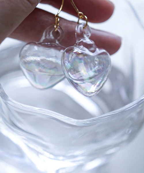 CERCA ピアス jolie minette/お水入り ハートガラスドーム フック