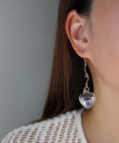 CERCA ピアス jolie minette/お水入り ハートガラスドーム フック