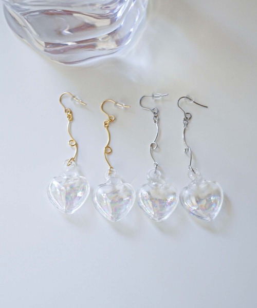 CERCA ピアス jolie minette/お水入り ハートガラスドーム フック