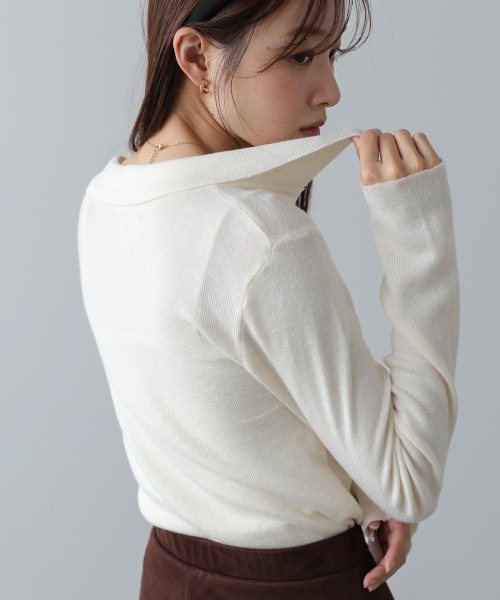 BAB（バブ） ニット セーター くるみボタンポロニット レディース 