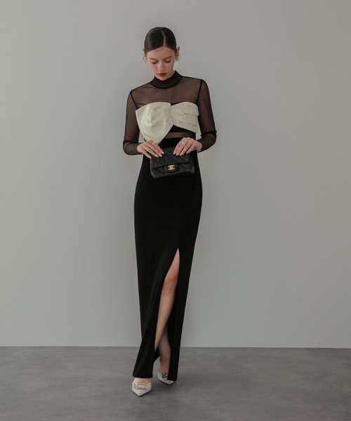 Leja ドレス 「LEJA LUXE」フロントツイストデザインシアースリットI