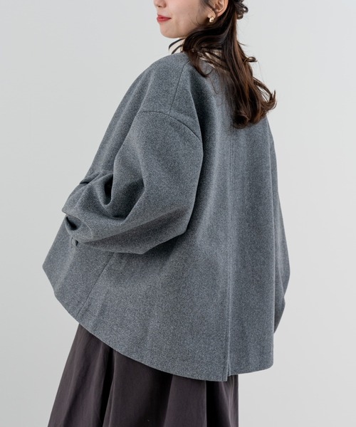 コート アウター 「refinedworks」上品で大人可愛い ノーカラー