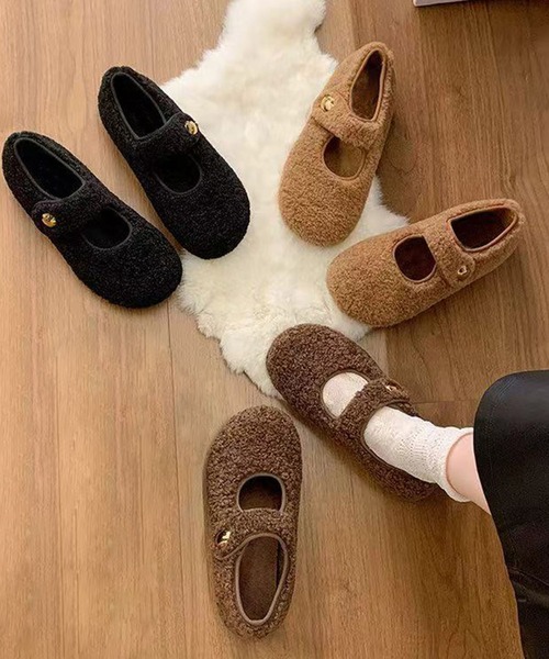 ブラウン　バレエシューズ メリージェーン　ロゴ　靴 LOEWE（ロエベ） バレエシューズ PEBBLE SOFT BALLERINA メリー