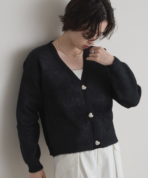&. NOSTALGIA（ノスタルジア） カーディガン ハートボタンVネック
