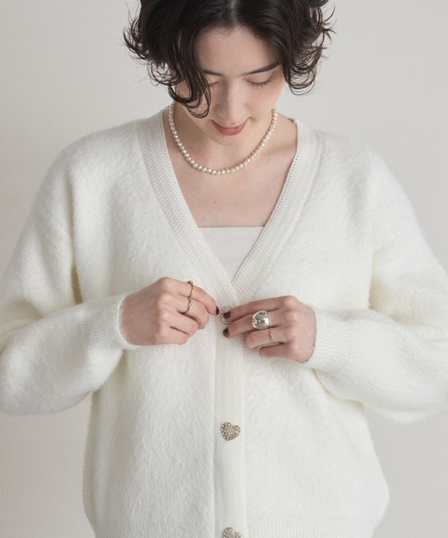 &. NOSTALGIA（ノスタルジア） カーディガン ハートボタンVネック