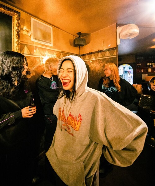 「BAD BOY」 プルオーバーパーカー MEDIUM グレー レディース_画像6