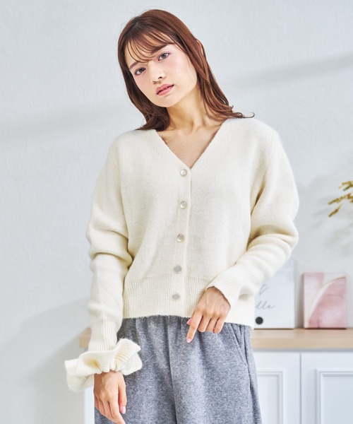 ​美品 MACHATT マチャット ブークレニットカーディガン ホワイト フリー 中古・古着通販】machatt (マチャット) ブークレニットカーディガン