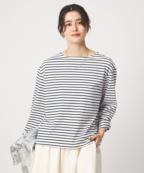 3点分グリーンレーベルリラクシング　長袖カットソー　ボーダー　ホワイトブラック green label relaxing（グリーンレーベルリラクシング） tシャツ