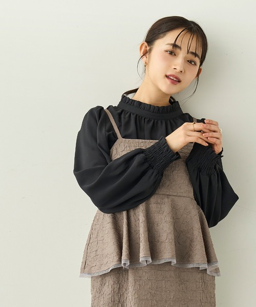 mil（ミル） ワンピース ふくれジャガード ペプラムキャミワンピース