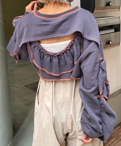 「HELLO.SANFRANCISCO」 スウェットカットソー FREE チャコールグレー レディース_画像3