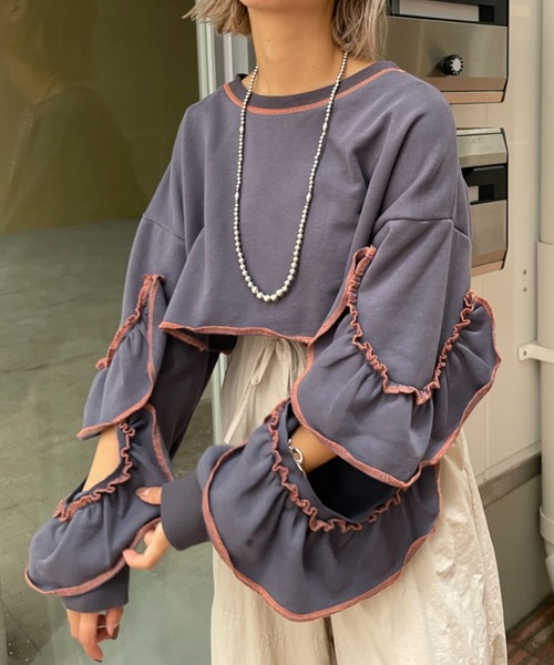 「HELLO.SANFRANCISCO」 スウェットカットソー FREE チャコールグレー レディース_画像9