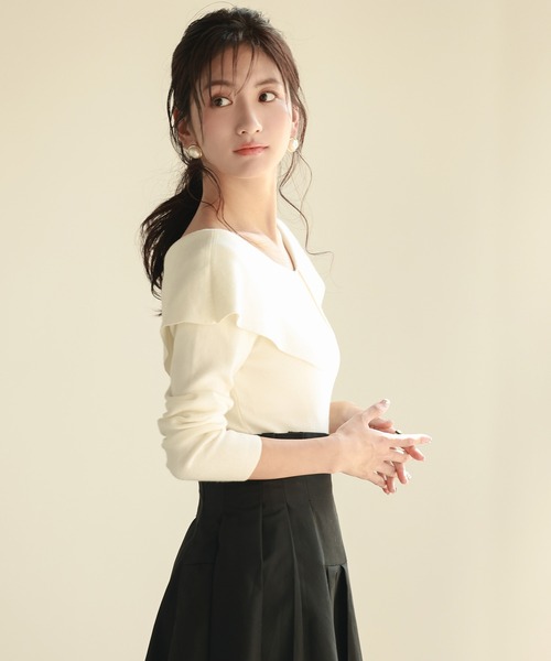 「SAISON DE PAPILLON」 長袖ニット L ホワイト レディース_画像2