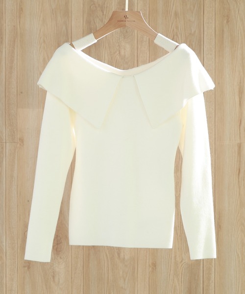 「SAISON DE PAPILLON」 長袖ニット L ホワイト レディース_画像3