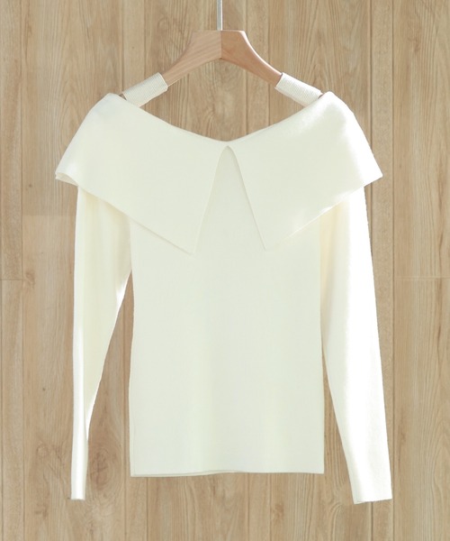 「SAISON DE PAPILLON」 長袖ニット L ホワイト レディース_画像6