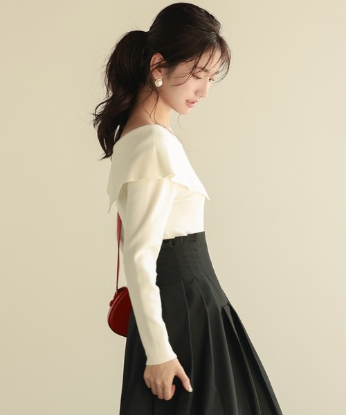 「SAISON DE PAPILLON」 長袖ニット L ホワイト レディース_画像7