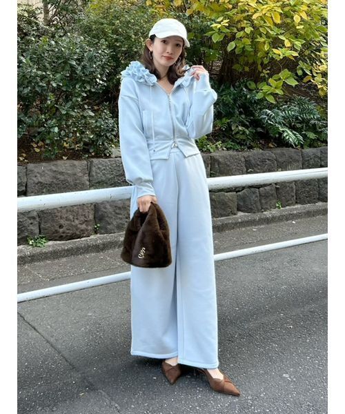 snidel チュールフリルスウェットパーカー ネイビー ジップパーカー ウサギオンライン限定】《ここでしか買えないアイテム＆カラーに注目