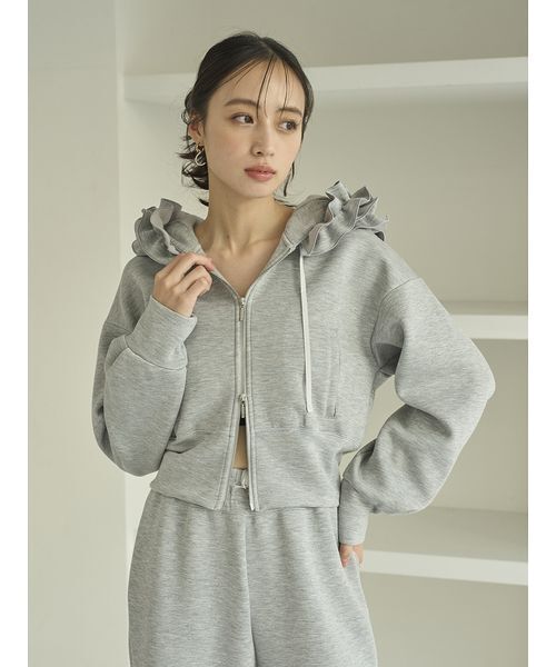 SNIDEL（スナイデル） パーカー フリルショートジップパーカー