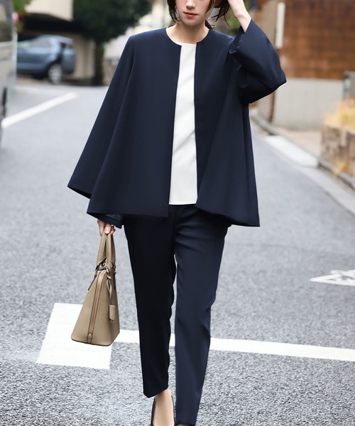 「Flolia」 パンツスーツ M ネイビー レディース_画像2