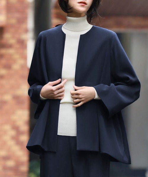 「Flolia」 パンツスーツ M ネイビー レディース_画像3