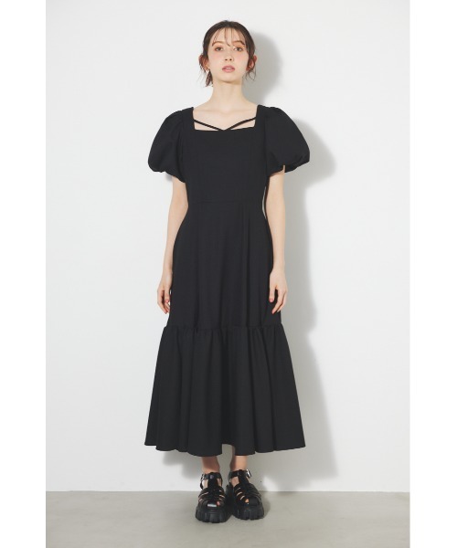 「rienda」 半袖ワンピース MEDIUM ブラック系その他 レディース_画像9