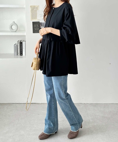 「GeeRA」 長袖チュニック LARGE ブラック レディース_画像9