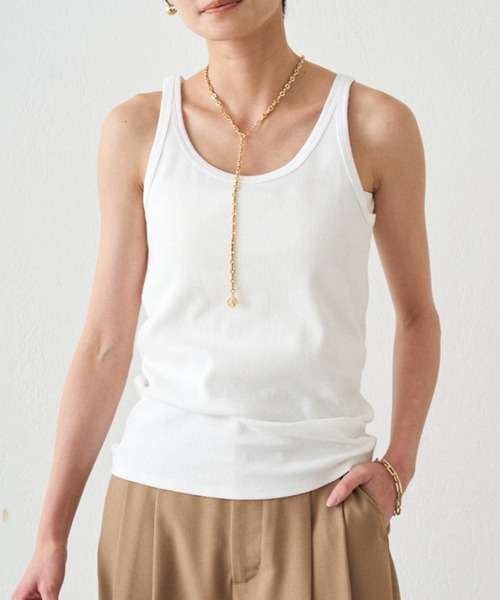 SHISHIKUI ホワイト ノースリーブタンクトップ Loungedress（ラウンジドレス） タンクトップ ノースリーブ タンク
