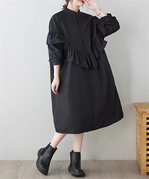 「FREE STYLISTS」 長袖ワンピース X-LARGE ブラック レディース_画像3