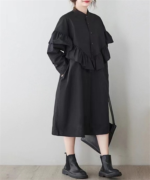 「FREE STYLISTS」 長袖ワンピース X-LARGE ブラック レディース_画像5