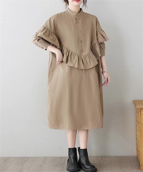 「FREE STYLISTS」 長袖ワンピース X-LARGE ブラック レディース_画像8