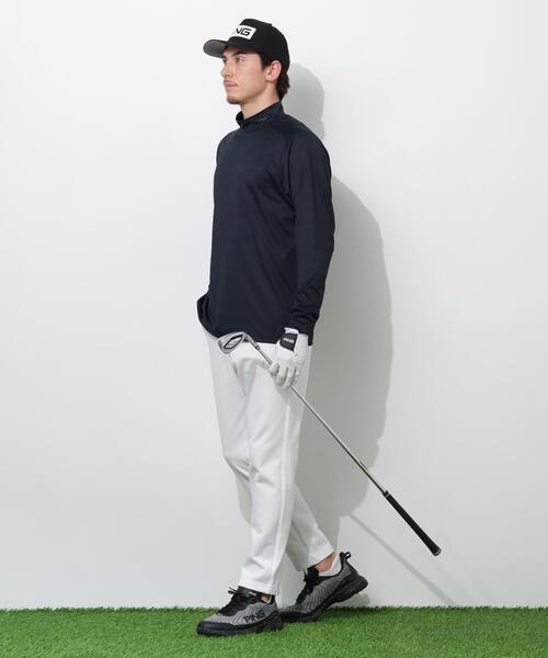 ●PING ピン　メンズ　ブラック　ハイネック　ゴルフウェア　長袖　とっ PING（ピン） tシャツ 「PING APPAREL」パネルジャカード長袖