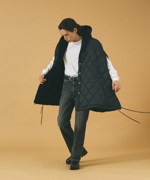 「TAION」 ポンチョ フリー ブラック メンズ_画像4