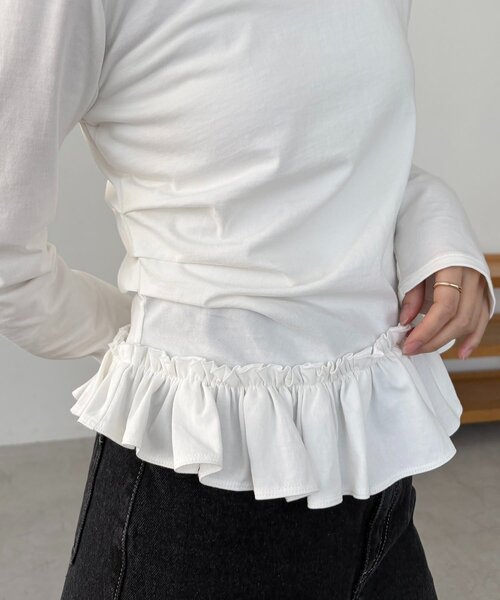 新品タグ付き カプリシューレマージュ 【前後2WAY】アシメフリルロンT CAPRICIEUX LE'MAGE（カプリシューレマージュ） tシャツ 「前後2WAY