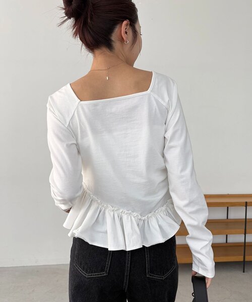 CAPRICIEUX LE'MAGE アシメフリルロンT CAPRICIEUX LE'MAGE（カプリシューレマージュ） tシャツ 「前後2WAY