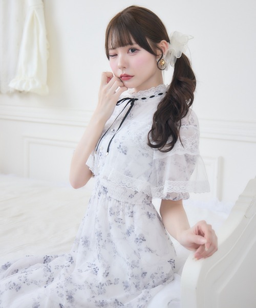 クチュールバイロジータ ワンピース 半袖 「新色ピンクが登場」ケープ