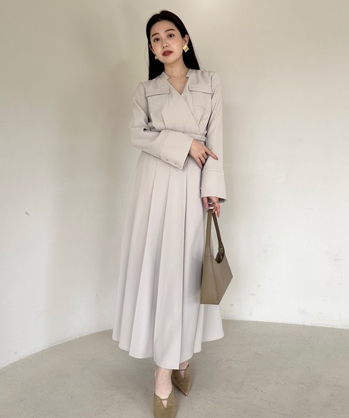 「anuans」 長袖ワンピース SMALL ベージュ レディース