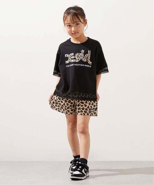 uvカット セットアップ メッシュロゴ半袖Tシャツ+総柄ショートパンツ セット キッズ 子供服 女の子の画像