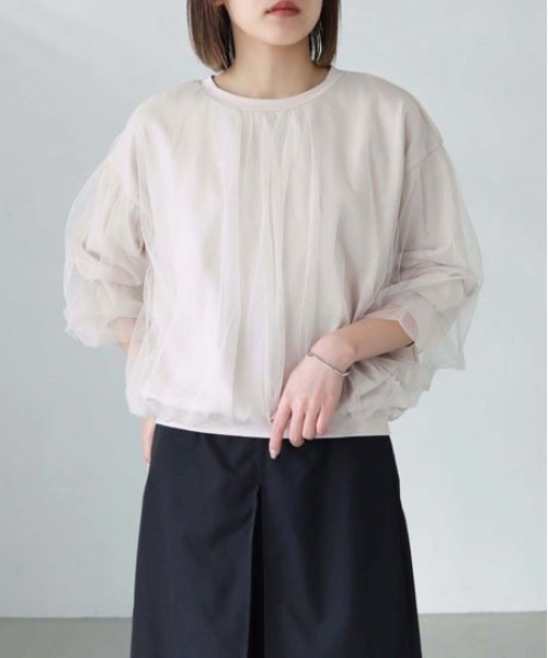 「M.deux」 長袖カットソー MEDIUM ベージュ レディース_画像2