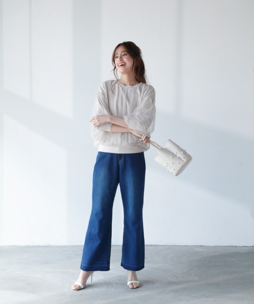 「M.deux」 長袖カットソー MEDIUM ベージュ レディース_画像4
