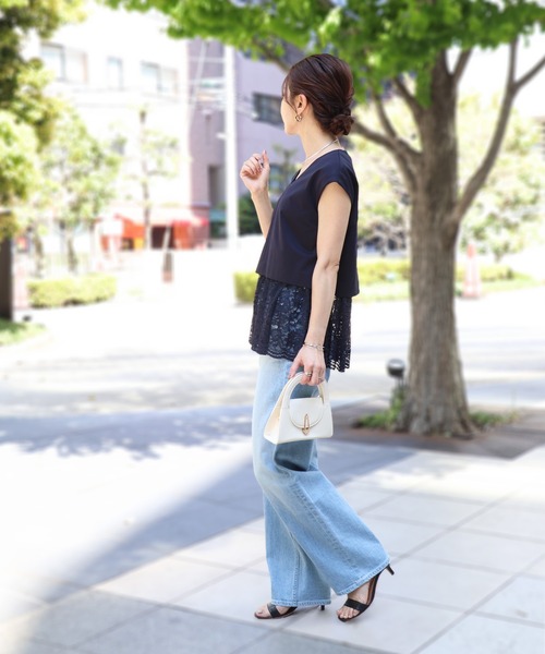 トップス ririn Sirin tシャツ スイッチングレーストップス レディース
