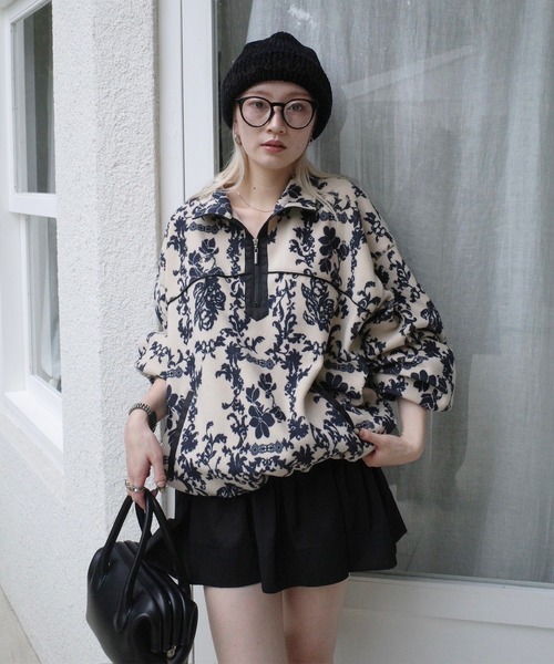 Ameri（アメリ） トレーナー スウェット HALF ZIP FLEECE TOPS