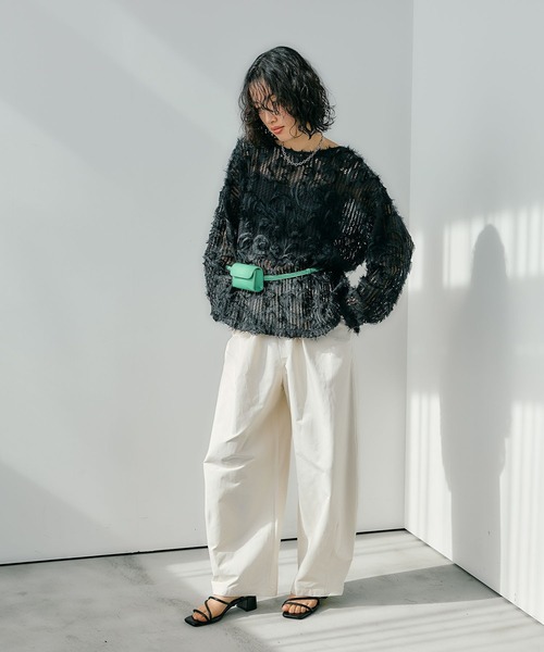 「LEPSIM」 イージーパンツ TALL ダークブラウン レディース_画像6