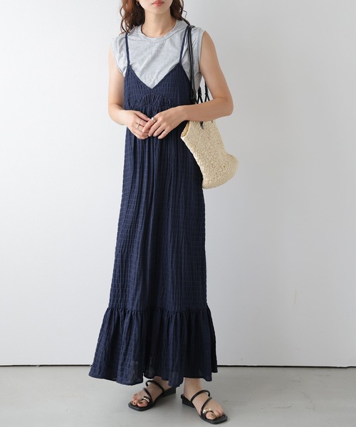 ワンピース 夏 バックリボン ジャガード キャミワンピース : ZOZOTOWN